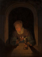Attributed to Gerard Dou Young Woman Holding a Lamp