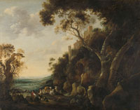 Gijsbert Gillisz. de Hondecoeter Landscape with Herdsmen