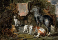 Jan Fyt A study of a horse, an ox, dogs, a boar, stags, a goat and foxes
