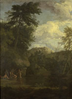 Johannes Glauber Arcadian Landscape with Diana Bathing