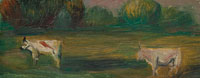 Pierre-Auguste Renoir Two Cows on a Field