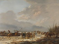 Pieter Gerardus van Os Breaking the Ice on the Karnemelksloot, Naarden, January 1814