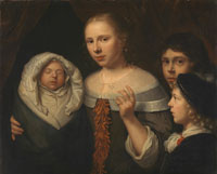 Attributed to Wallerant Vaillant Portrait of a young woman with three children