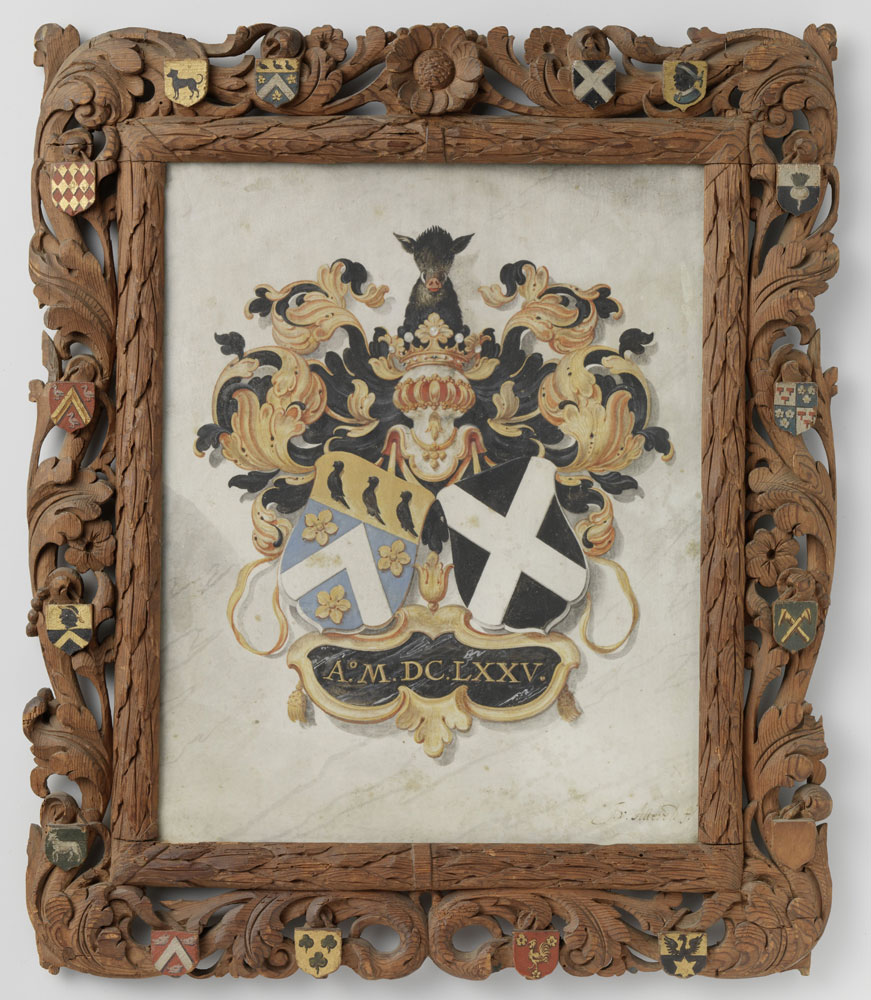 Justus van Attevelt - Coats of arms of  Jan Boudaen Courten and Anna Maria Hoeufft