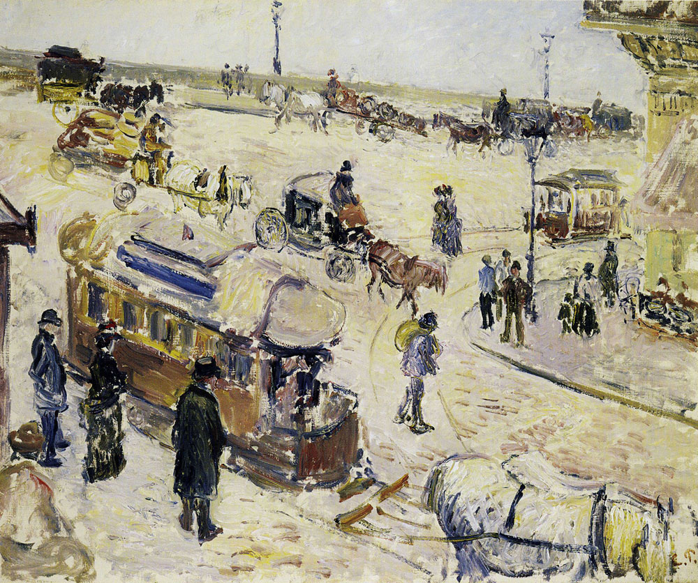 Camille Pissarro - Place de la République, Rouen, with Tram