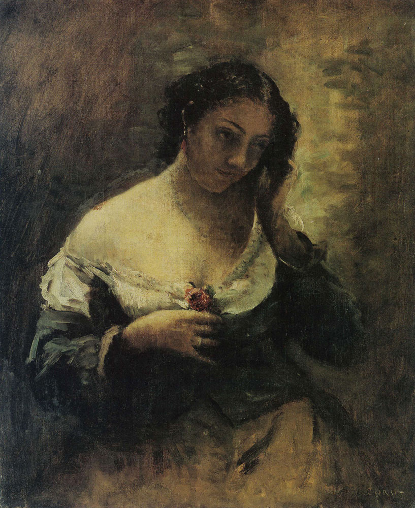 Jean-Baptiste-Camille Corot - Girl with a Rose