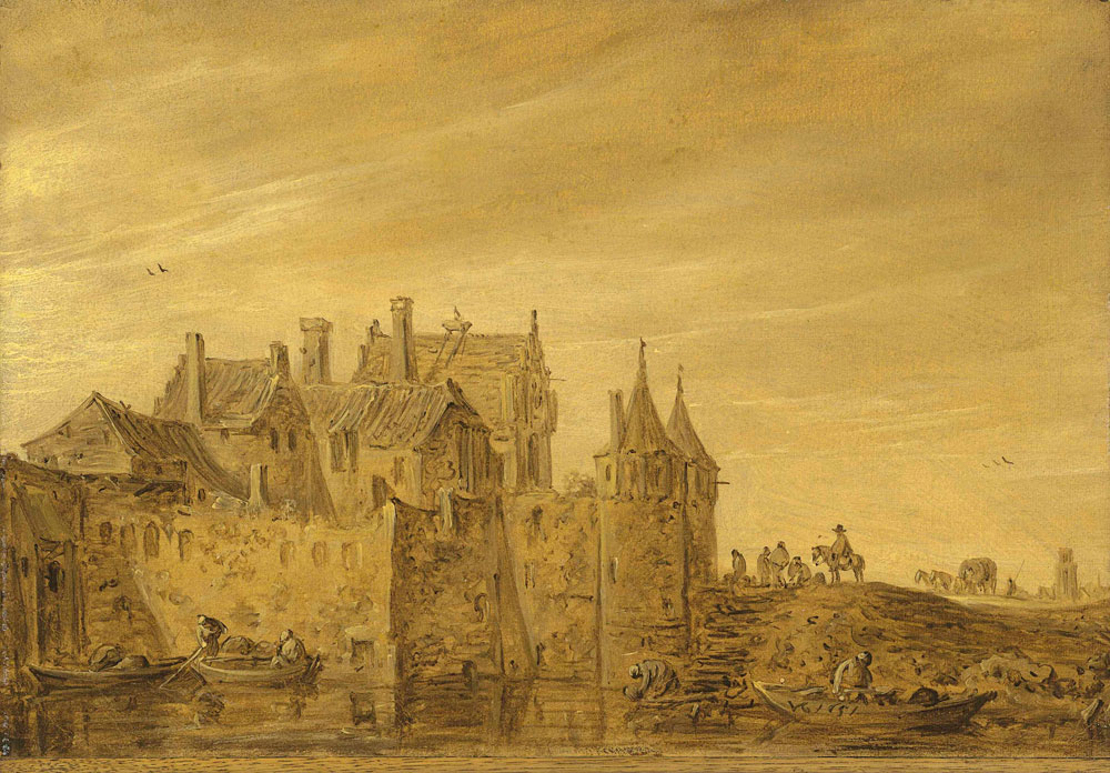 Jan van Goyen - A view of a city gate, possibly the Oostpoort in Delft