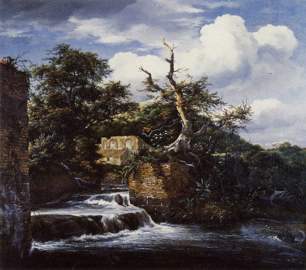 Jacob van Ruisdael - Wooded Landscape with a Ruined Mill Run and a Ruined Building in the Middle Distance
