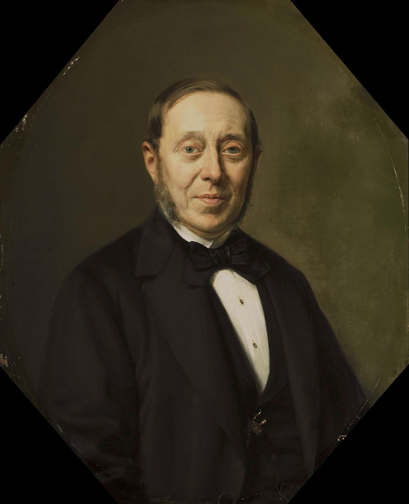 Johan Heinrich Neuman - Portrait of Johannes Cornelis van Pappelendam (1810-1884). Artist and Art Dealer. Superintendent of the Van der Hoop Museum