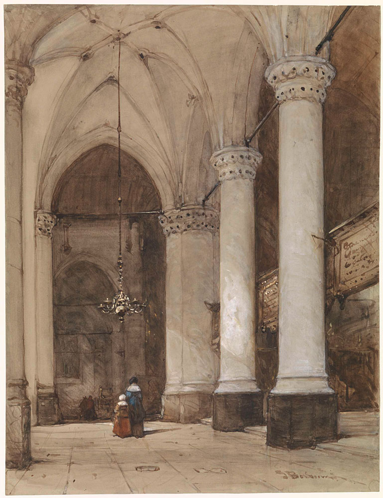 Johannes Bosboom - Southern aisle of the Great Church at The Hague