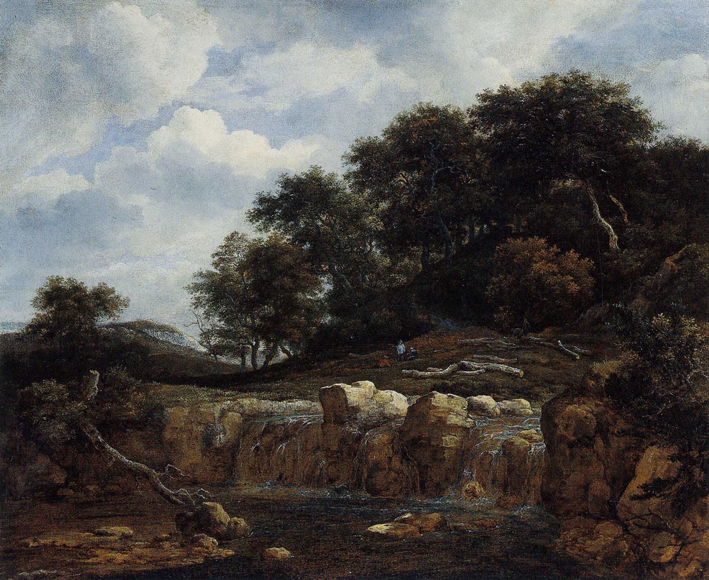 Jacob van Ruisdael - Waterfall and a High Wooded Hill