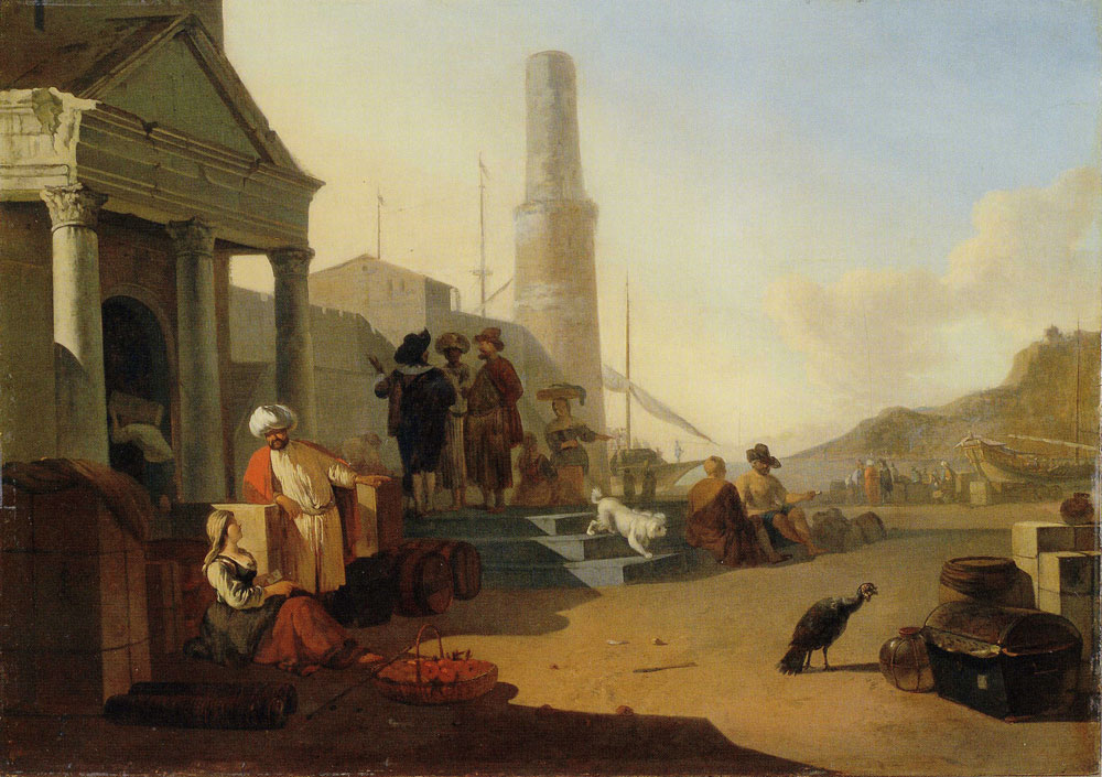 Thomas Adriaensz. Wyck - Italian Harbour with a Lighthouse