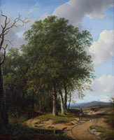 Andreas Schelfhout Hunters in a wooded landscape