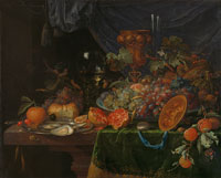 Abraham Mignon Still Life with Fruit and Oysters
