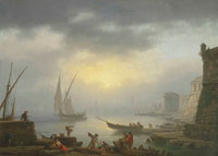 Claude Joseph Vernet A harbour at sunrise