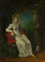 François Gérard Carolina Ferdinanda Louisa of Sicily (1798-1870). Wife of Charles Ferdinand, Duc de Berry, in the Park of Bagatelle in the Bois de Boulogne (near Paris)