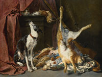 Jan Fyt A still life with game, a dog and a cat