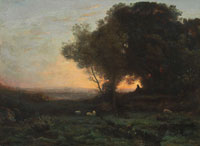 Jean-Baptiste-Camille Corot Le berger sous les arbres (soleil couchant)