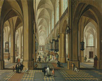 Peeter Neeffs II and follower of Frans Francken II The interior of the Cathedral of Our Lady, Antwerp