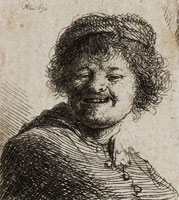 Rembrandt Self-Portrait in Cap, Laughing