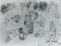 Vincent van Gogh Sheet with Hands and Several Figures