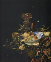 Willem Kalf Still Life with a Lidded Glass and Porcelain Dish