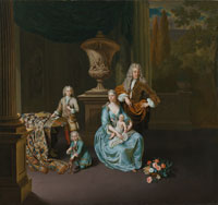 Willem van Mieris - Diederik Baron van Leyden van Vlaardingen (1695-1764). Burgomaster of Leiden, with his Wife Sophia Dina de Rovere and their Sons Pieter, Jan en Adriaan Pompejus