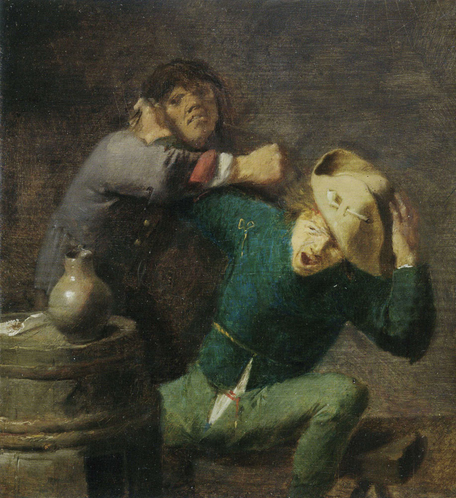 Adriaen Brouwer - Two Peasants Fighting near a Barrel