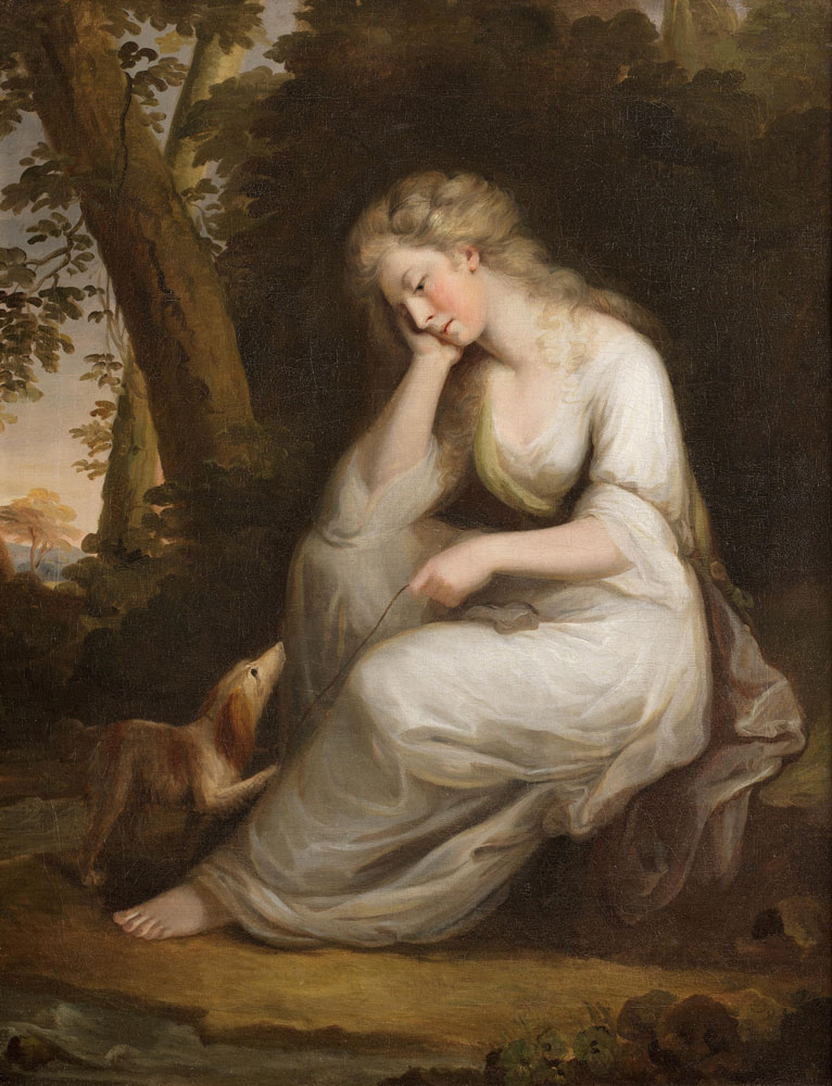 Circle of Angelica Kauffmann - Maria and her dog Silvio from Lawrence Sterne's novel, A Sentimental Journey Through France and Italy