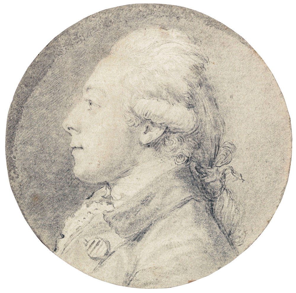 Augustin de Saint-Aubin - Portrait of a man in profile to the left, bust-length