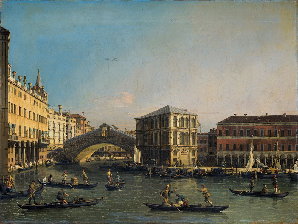 Workshop of Canaletto - The Grand Canal with the Rialto Bridge and the Fondaco dei Tedeschi