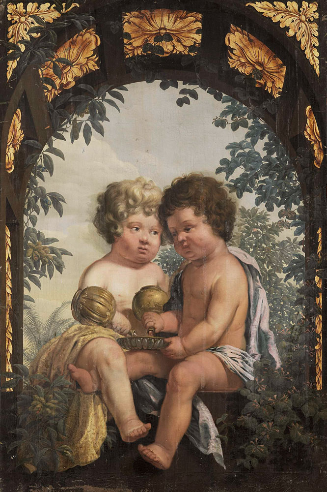 Anonymous - Christian Allegory with two Children both Pouring from a Carafe into a Bowl