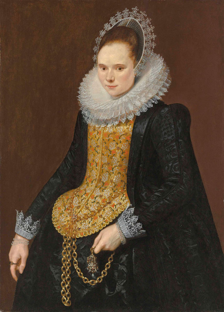Cornelis van der Voort - Portrait of a lady, three-quarter-length