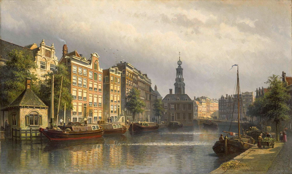 Eduard Alexander Hilverdink - The Singel, Amsterdam, looking towards the Mint