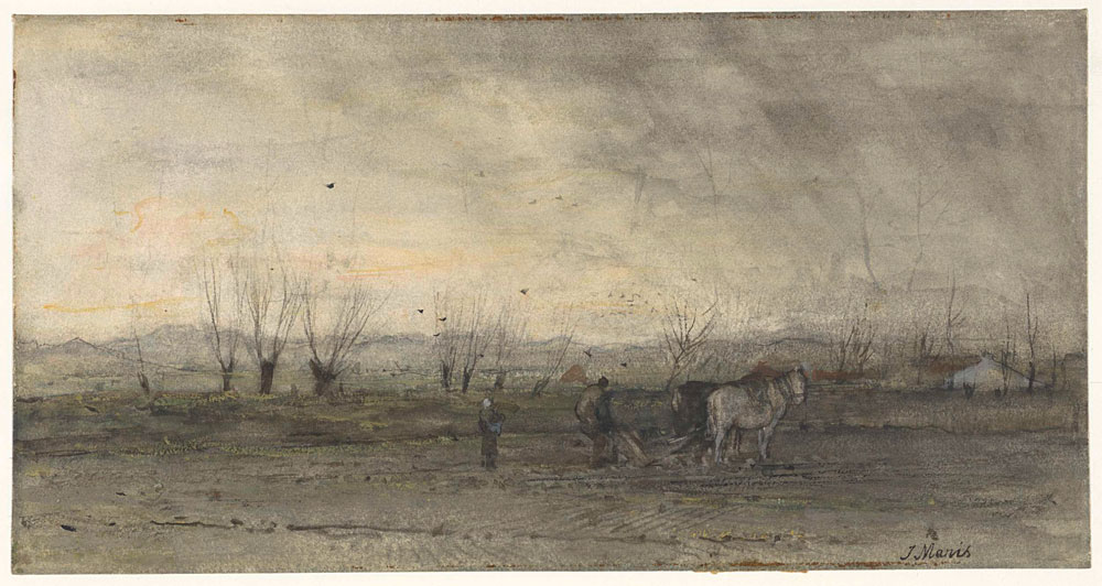 Jacob Maris - Landscape with Plowing Peasant