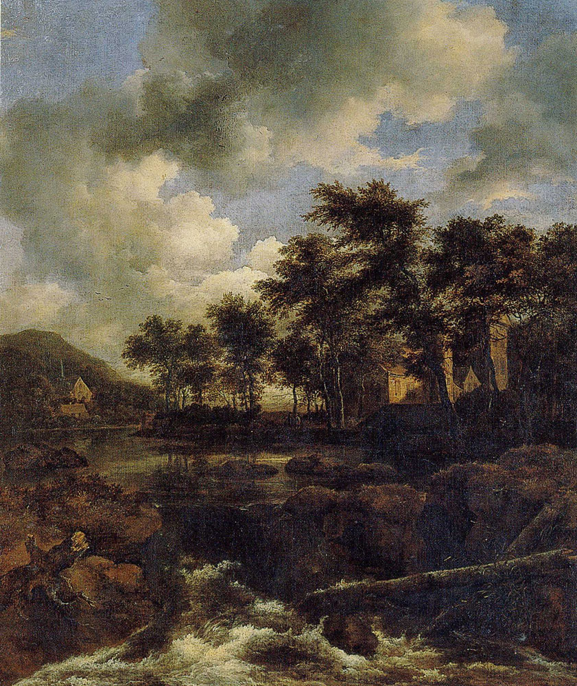 Jacob van Ruisdael - Waterfall in a Landscape with Two Churches
