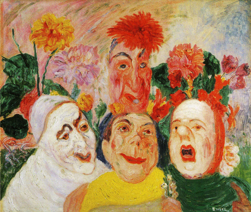 James Ensor - Masks with Flowers