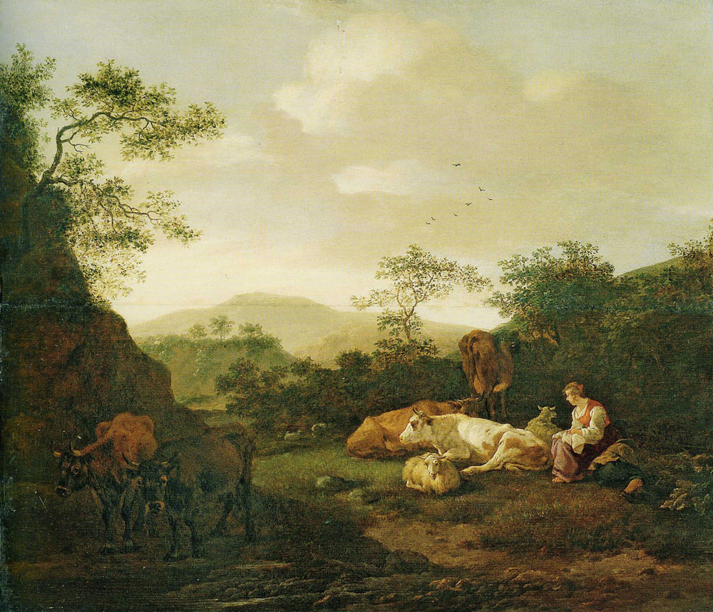 Willem Romeijn - Mountain Landscape with Cattle