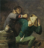 Adriaen Brouwer Two Peasants Fighting near a Barrel