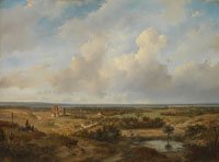 Andreas Schelfhout View of the Dunes with the Ruins of Brederode Castle near Santpoort