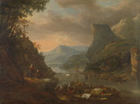 Herman Saftleven River view in a mountainous region