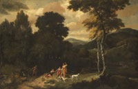 Jacob Esselens Landscape with Hunters