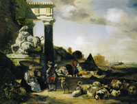 Jan Baptist Weenix Figures among ruins