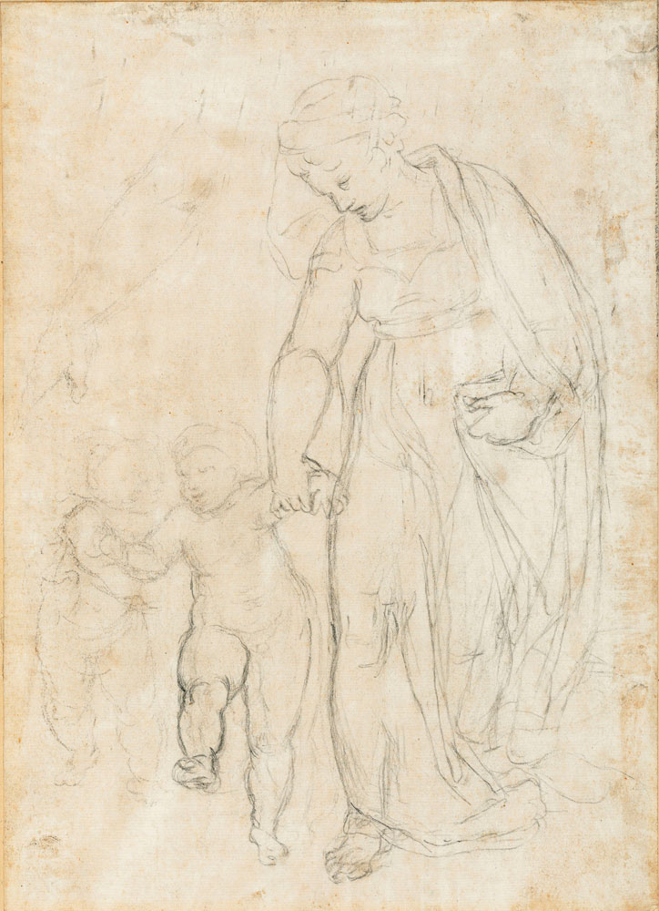 Circle of Michelangelo - The Virgin walking with the Christ Child and the Infant Saint John  