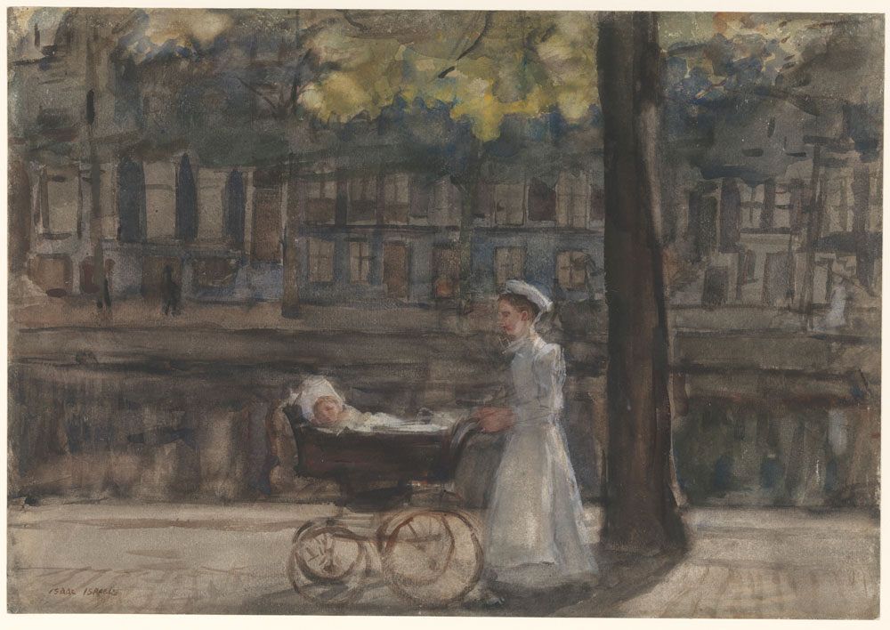 Isaac Israels - A Nanny with a Child in a Pram