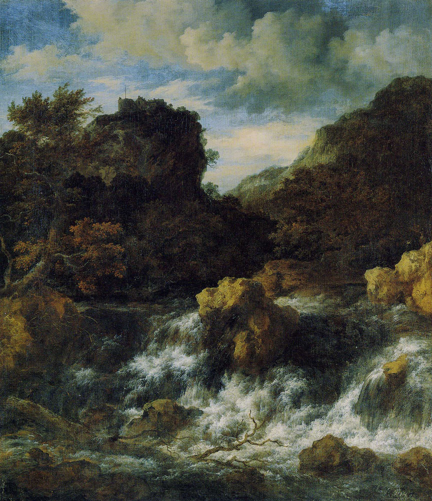 Jacob van Ruisdael - Waterfall with a Castle on a Mountain