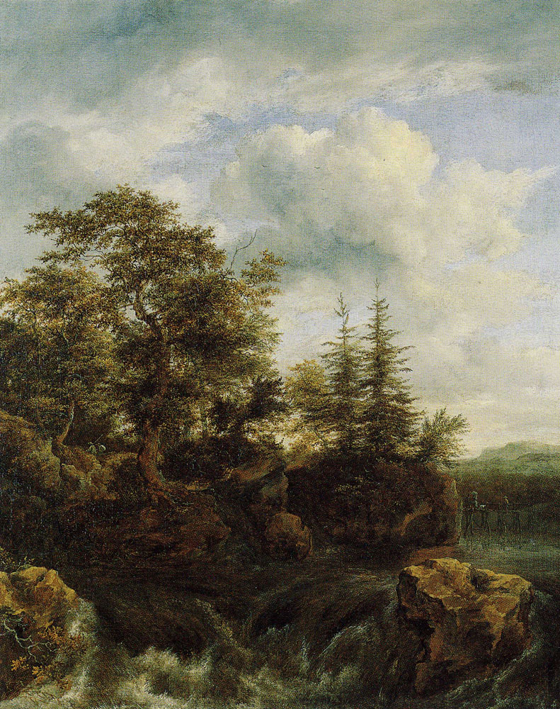 Jacob van Ruisdael - Waterfall with Oak and Fir Trees