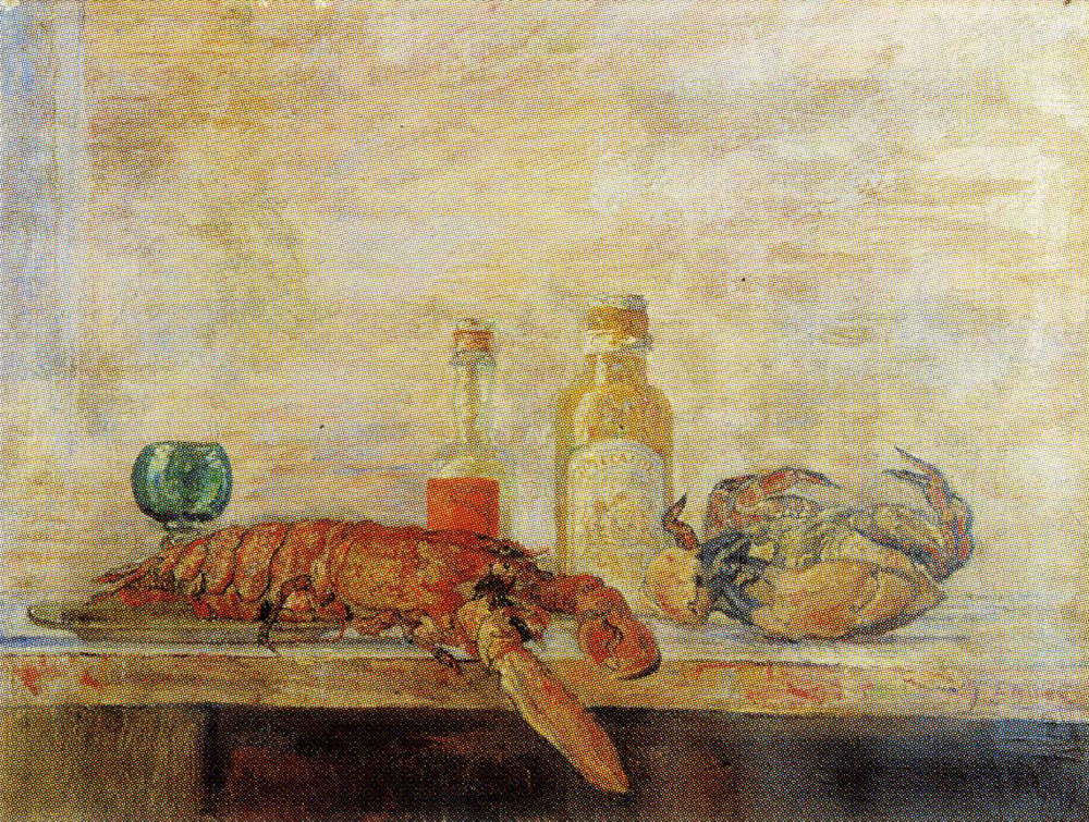 James Ensor - Lobster, Crab and Bottles