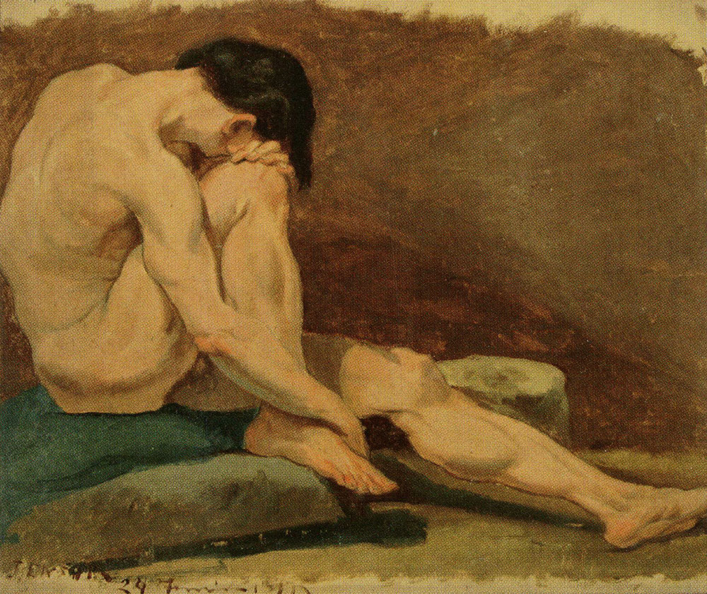 James Ensor - Figure Study: Seated Nude