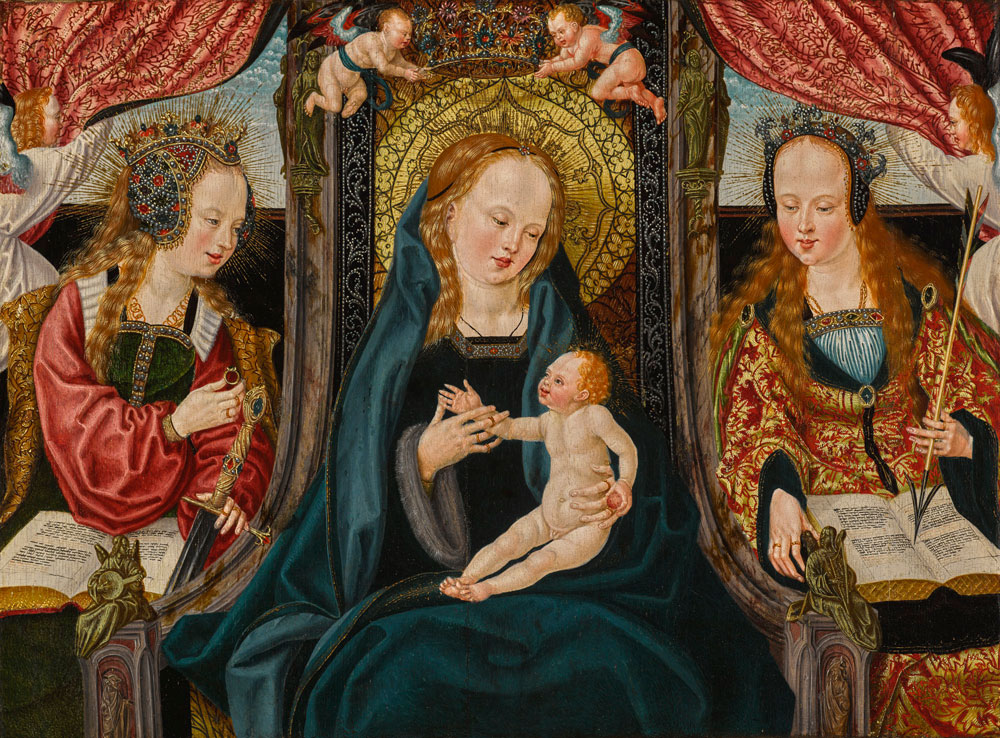 Master of the Aachen Altarpiece - The Virgin and Child Enthroned with Saints Catherine and Ursula
